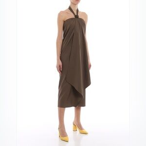 MaxMara Egle Cotton Midi Dress - Olive Green